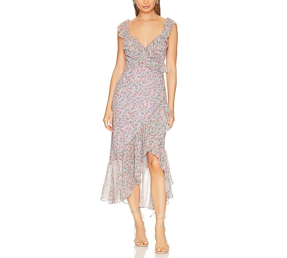 Astr The Label Ruffled Multicolor Mahalia Dress Size S